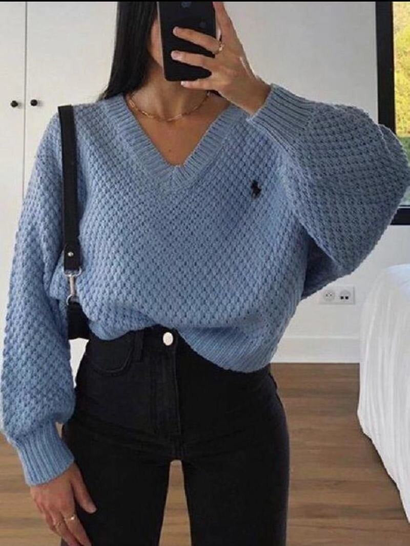 Oversized V Neck Women's Pullover