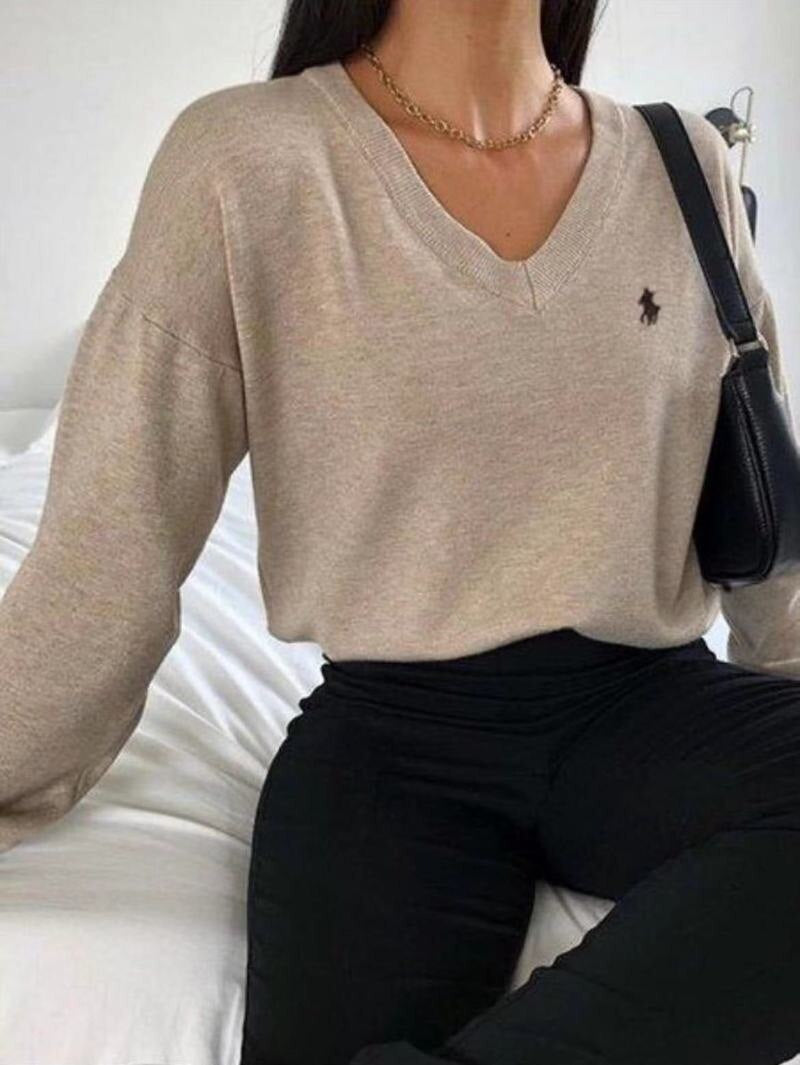 Oversized V Neck Women's Pullover