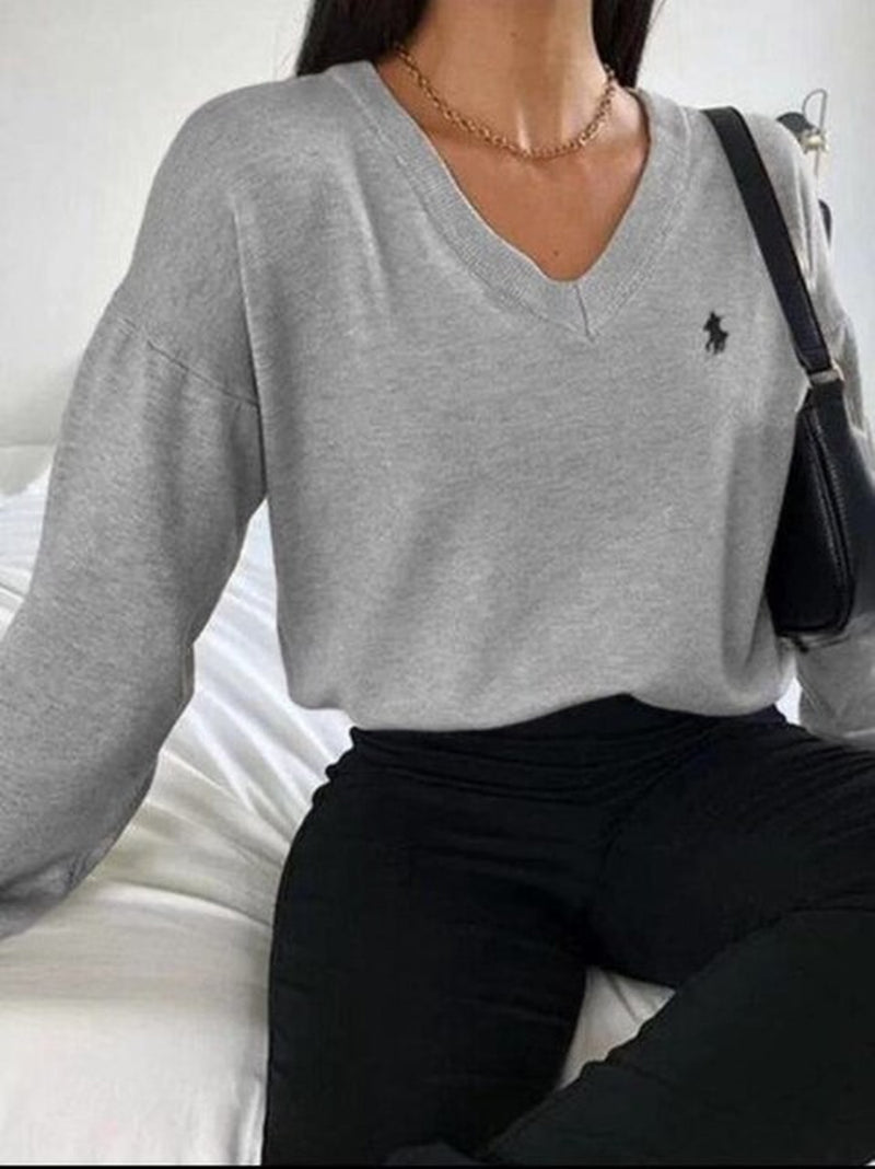 Oversized V Neck Women's Pullover